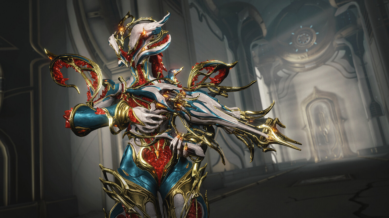 Citrine Prime gameplay screenshot showing the gilded Warframe in action