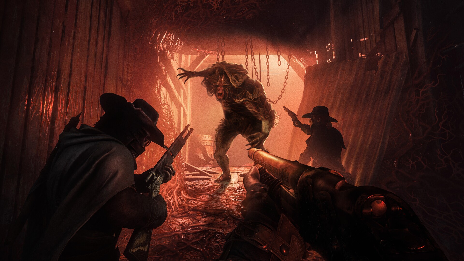 Hunters face a fiery creature in Hunt Showdown 1896
