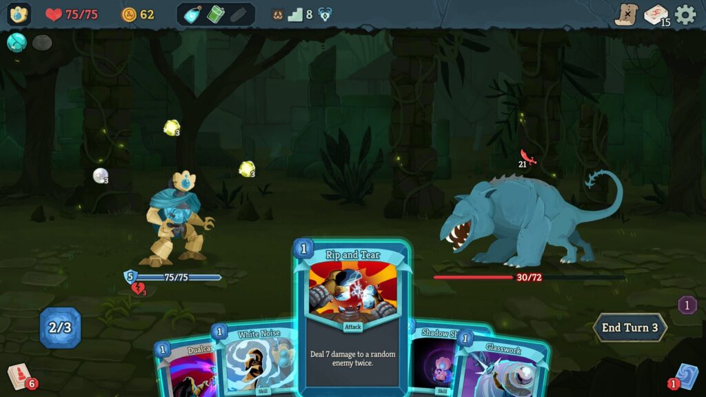 Slay the Spire 2 battle showing cards, characters, and enemy creatures