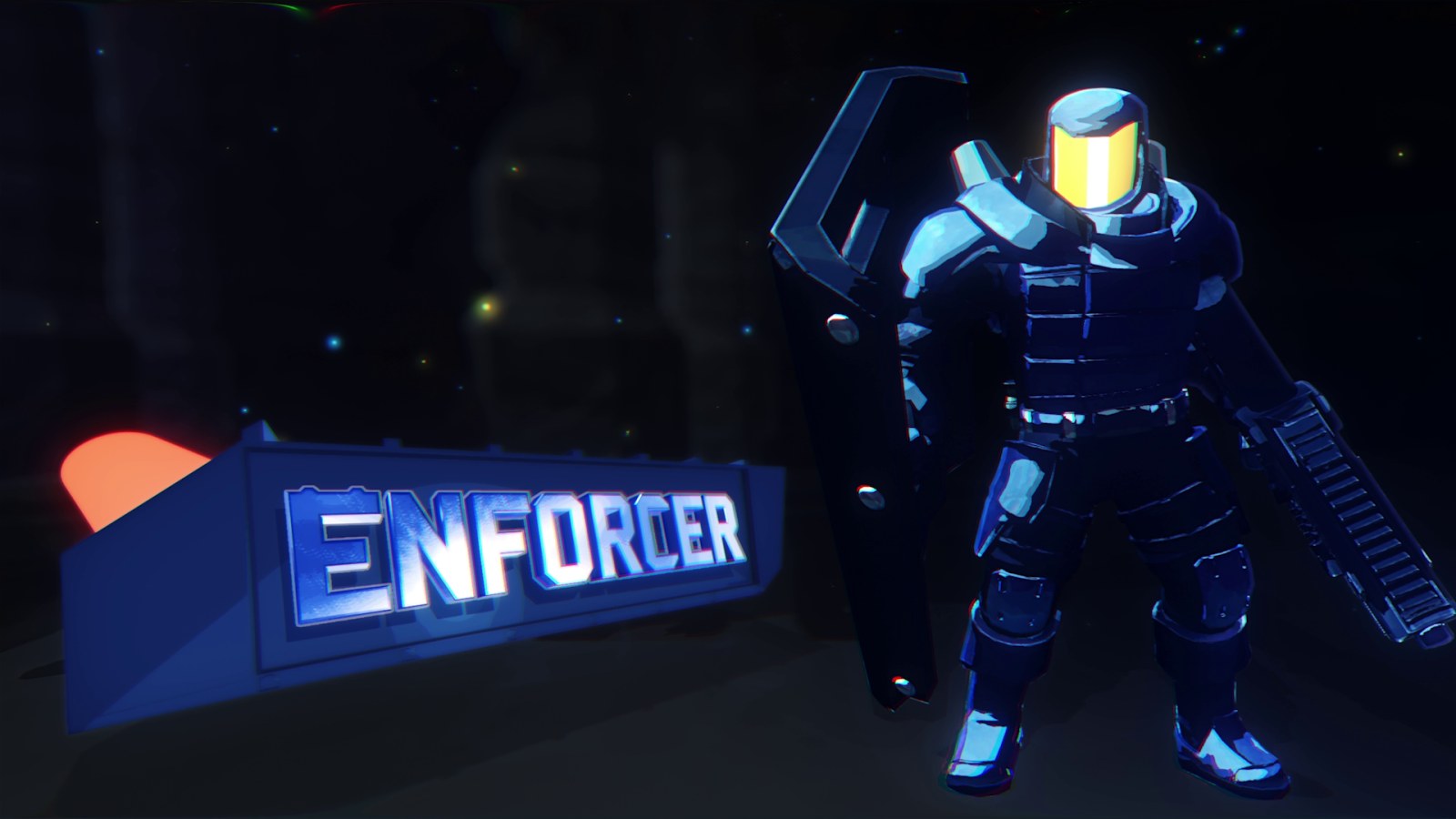 Risk of Rain 2 Enforcer survivor gameplay screenshot from the Hallowed Concepts dev diary