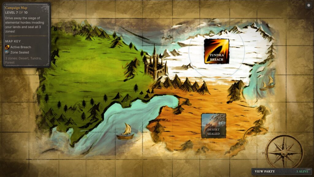 Elemental Lands gameplay screenshot showing tactical card battle