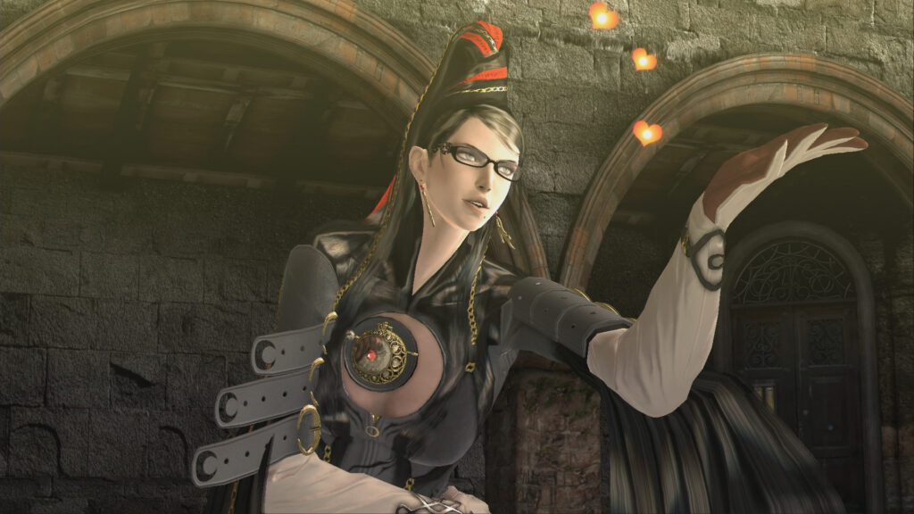 Bayonetta fights an angelic enemy in an official gameplay screenshot
