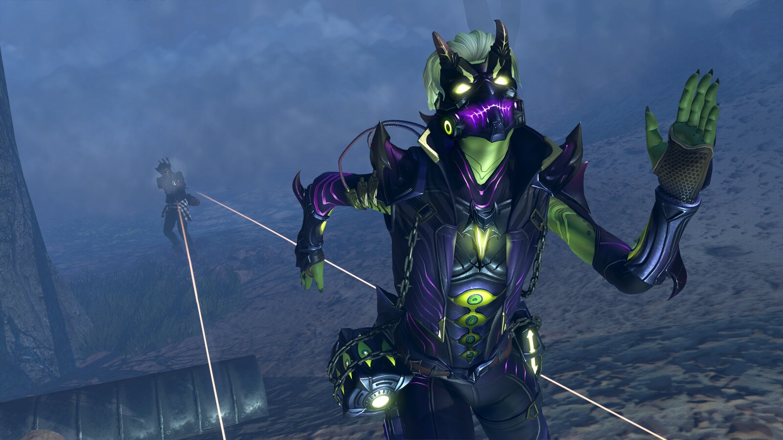 Octane runs through the Blood Pact event while Sparrow fires in the background in Apex Legends