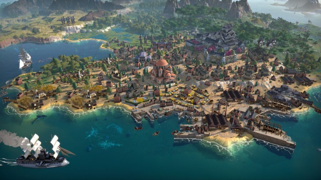 Humankind 2 strategy gameplay showing a developed city and surrounding landscape