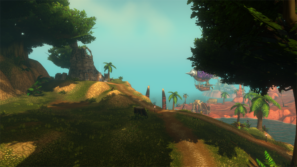World of Warcraft players fighting in the Darkspear Islands battleground