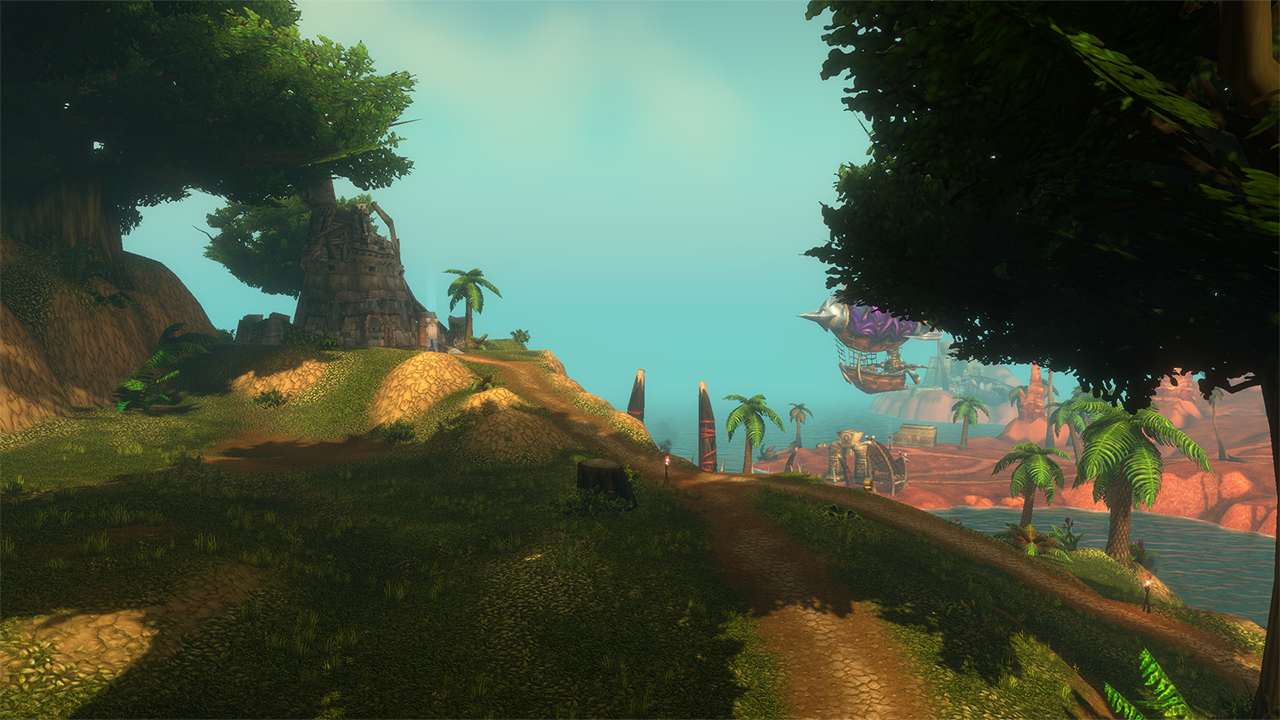 World of Warcraft players fighting in the Darkspear Islands battleground
