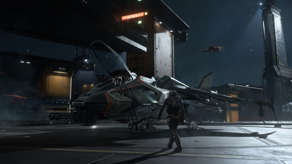 Squadron 42 spacecraft flying above a planet