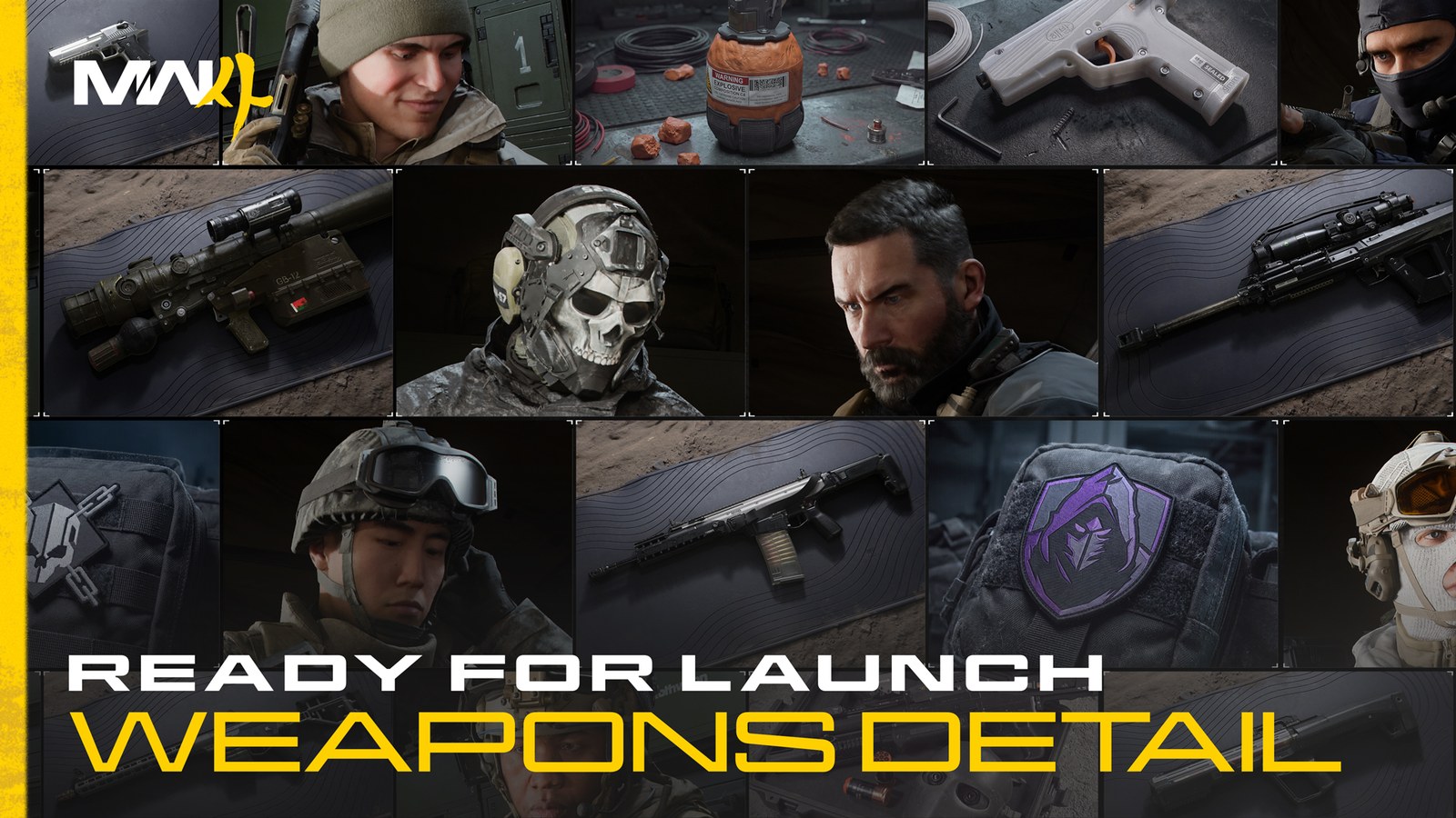 Collage of Modern Warfare 4 Operators wearing military helmets, tactical masks, goggles, and combat equipment