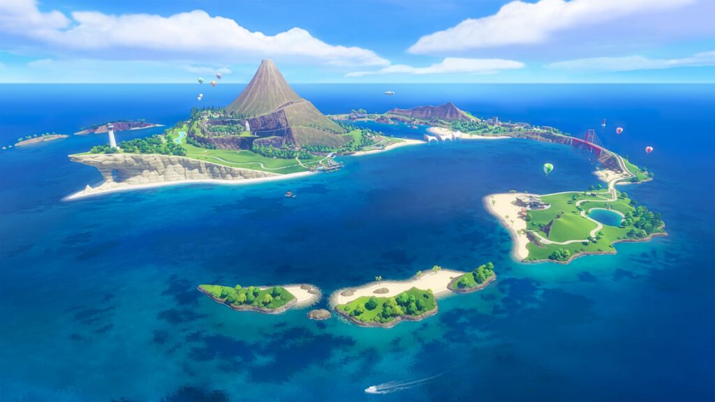 Nintendo Switch Sports Resort gameplay screenshot showing multiplayer sports at Spocco Resort