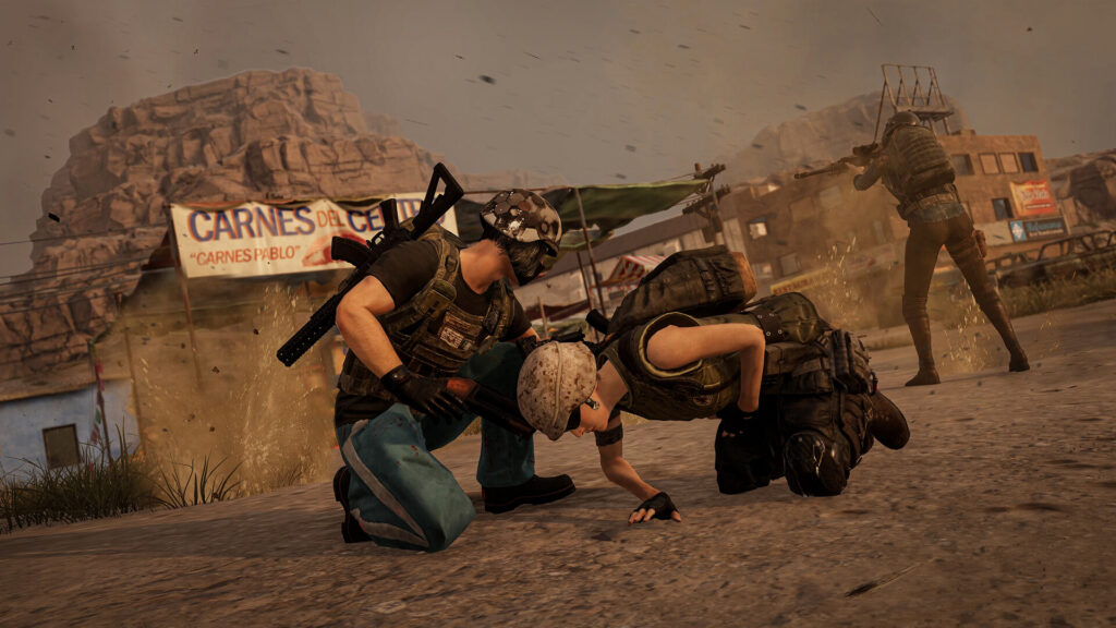 PUBG: Battlegrounds players moving through an outdoor combat area