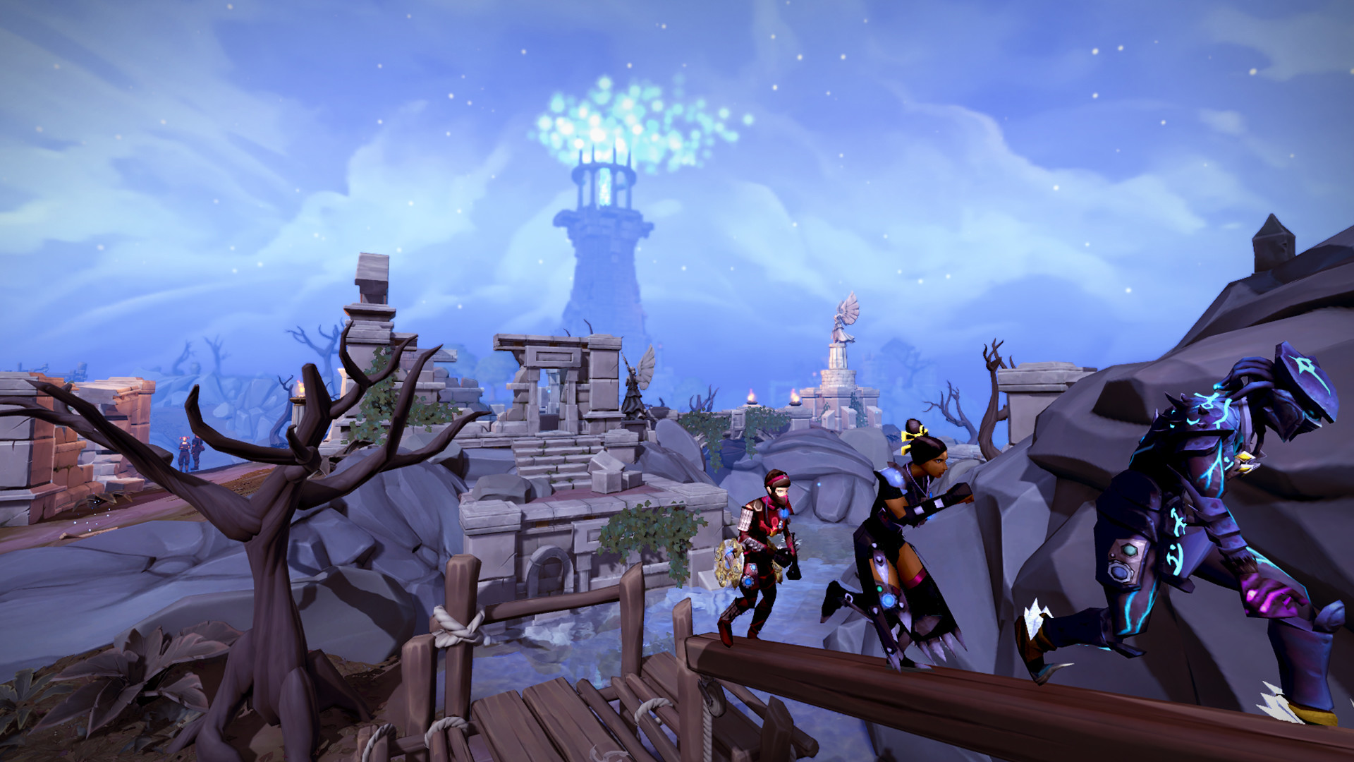 RuneScape character overlooking a fantasy landscape
