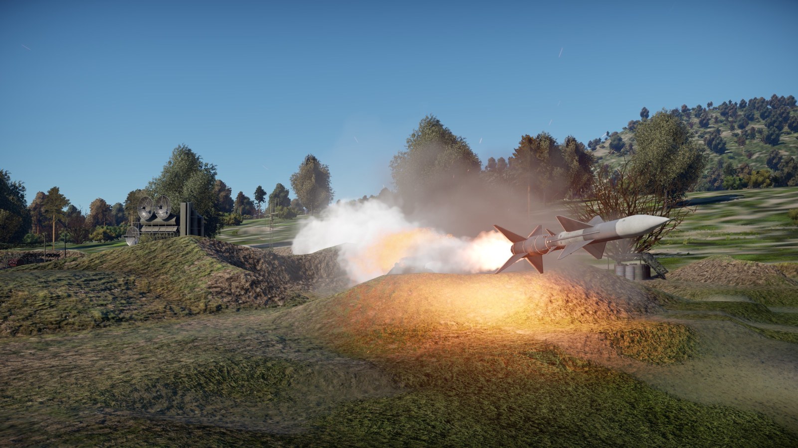 War Thunder SEAD asymmetrical battle gameplay showing aircraft engaging S-75 air defense positions