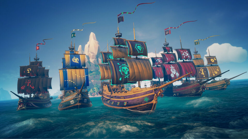 Sea of Thieves 2026 Edition gameplay screenshot showing a pirate ship at sea